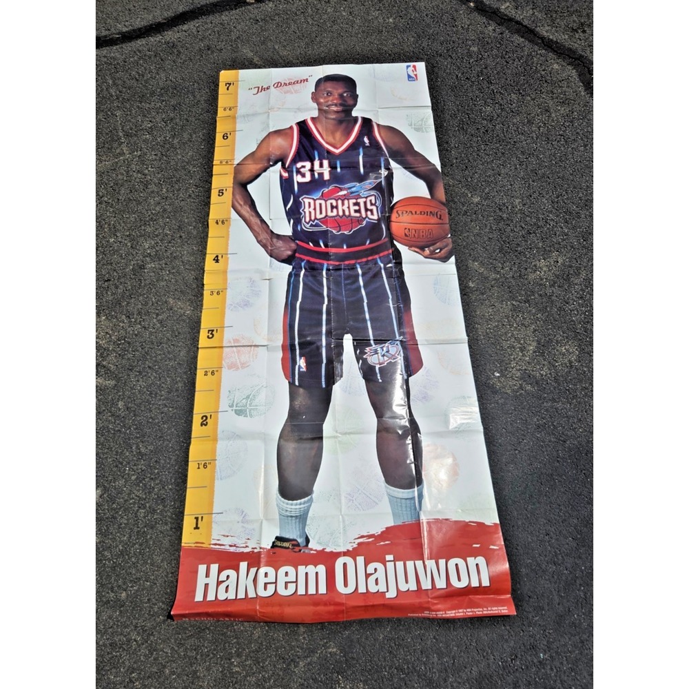 Vintage Hakeem Olajuwon Life Size Poster 7ft NBA Basketball Houston Rockets